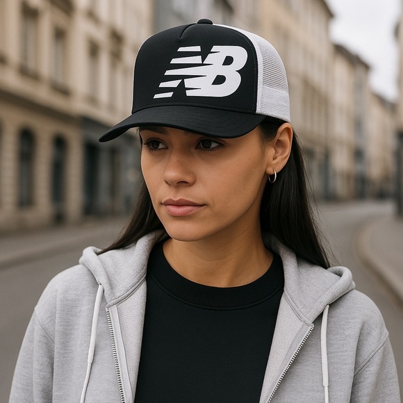 New Balance Women’s Lifestyle Trucker Hat – Black & White Mesh Sample main image 5
